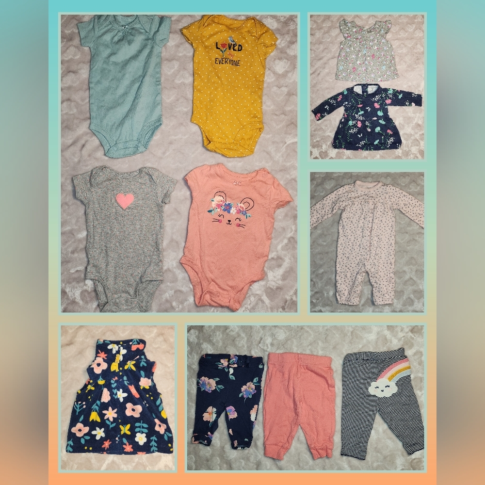 3M Clothing 11 PC Set Bundle Baby Girls Infant Lot $20